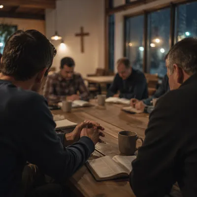Men’s Bible Study in Church Fellowship Room