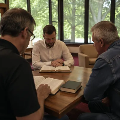 Men’s Bible Study in Church Fellowship Room