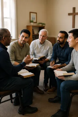 Men's Bible Study Group in Church