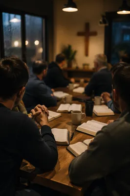 Men’s Bible Study in Church Fellowship Room