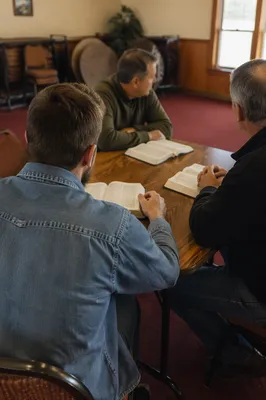 Men’s Bible Study in Church Fellowship Room