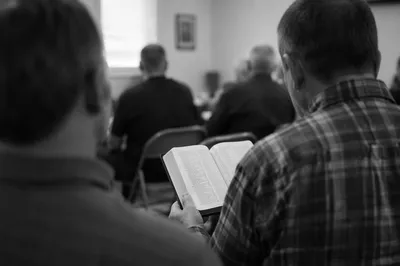 Men’s Bible Study in Church Classroom