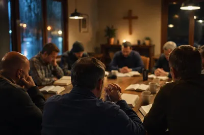 Men’s Bible Study in Warm Fellowship Room