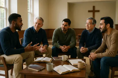 Men's Bible Study Group Discussion