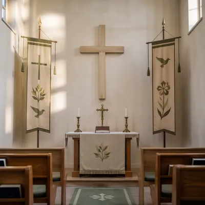 Simple Cross in Military Chapel Interior