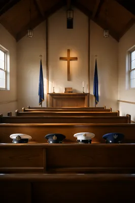 Simple Cross and Flags in Military Chapel