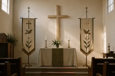 Simple Cross in Military Chapel Interior
