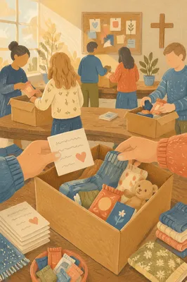 Church Volunteers Packing Care for Military Families