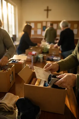 Church Volunteers Packing Care for Military Families