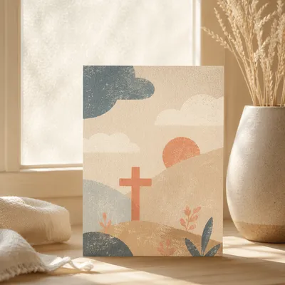 Minimalist Wooden Cross on Chapel Windowsill