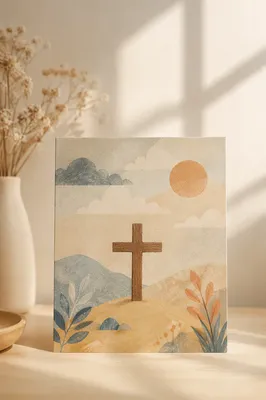 Minimal Wooden Cross on Chapel Windowsill