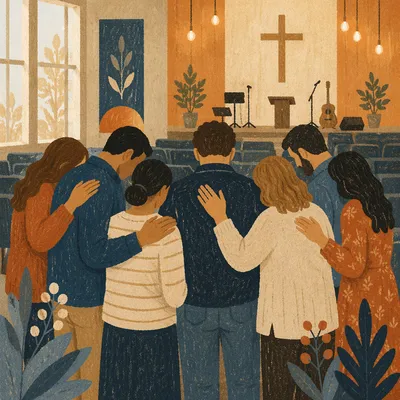 Ministry Team Prayer Huddle Before Worship