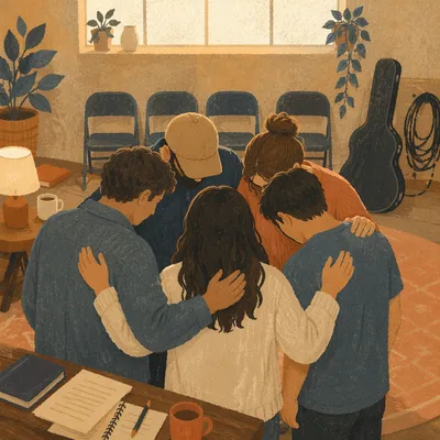 Ministry Leaders Praying Before Church Service