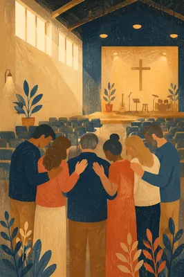 Ministry Leaders Praying Before Church Service