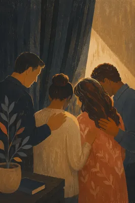 Ministry Leaders Praying Before Church Service