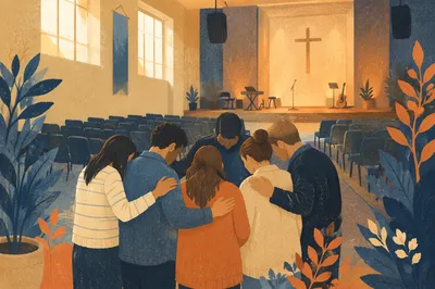 Ministry Leaders Praying Before Church Service