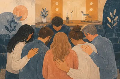 Ministry Leaders Prayer Huddle Before Service