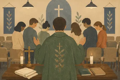 Ministry Leader Prayer Huddle Before Service