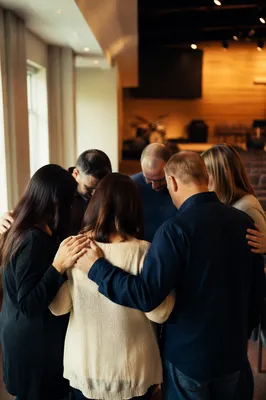Ministry Team Prayer Huddle Before Service