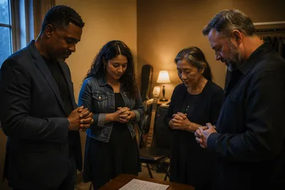 Ministry Leaders Praying Before Church Service