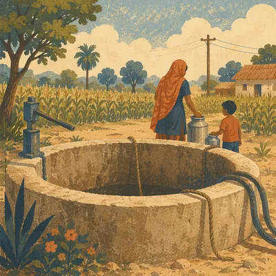 Village Well Water Mission in Farmland