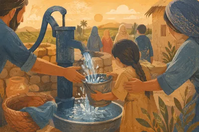 Village Well Water Project at Sunset