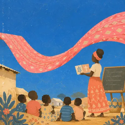 Mission Worker Teaching Children in Africa