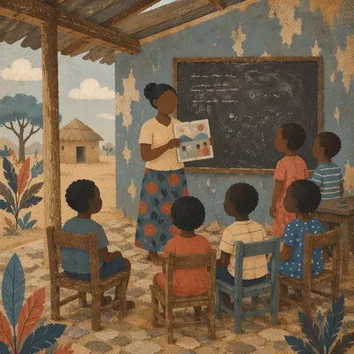Mission Volunteer Teaching Children in Africa