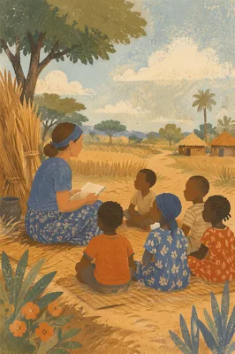 Mission Worker Teaching Children in Africa