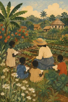 Mission Teacher with Children in Africa