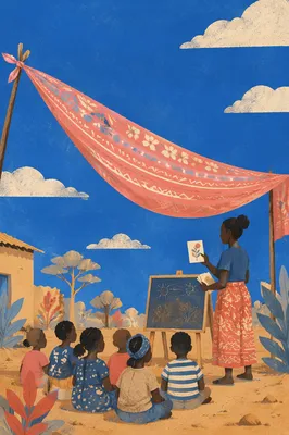 Mission Worker Teaching Children in Africa
