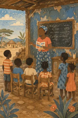 Mission Volunteer Teaching Children in Africa