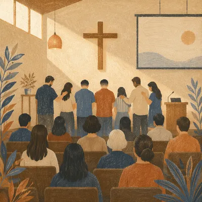 Mission Sending Prayer in Church Sanctuary