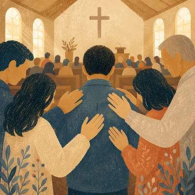 Mission Sending Prayer in Church Sanctuary