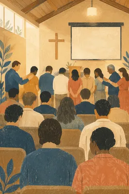Mission Sending Prayer in Church Sanctuary
