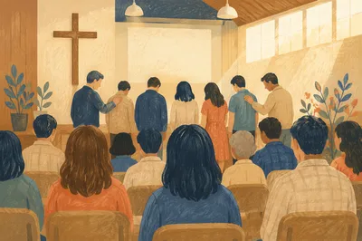 Mission Sending Prayer in Church Sanctuary