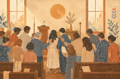 Mission Sending Prayer in Church Sanctuary
