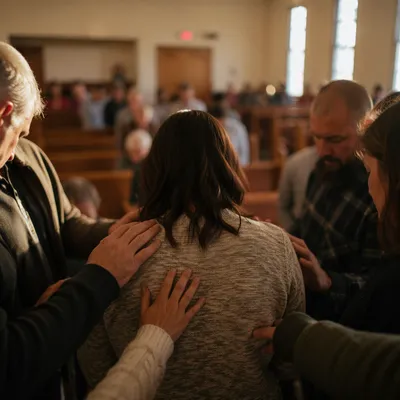 Mission Sending Prayer in Church Sanctuary