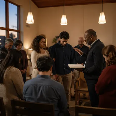 Mission Sending Prayer in Church Sanctuary