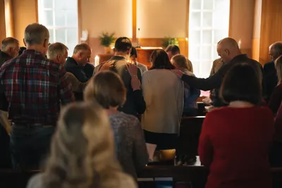 Mission Sending Prayer in Church Sanctuary