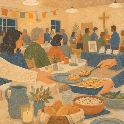 Mission Support Church Dinner Fellowship Scene