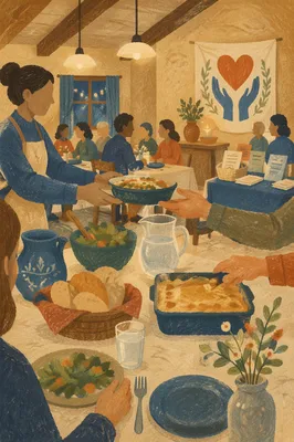 Mission Support Church Dinner Fellowship Scene