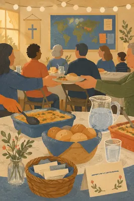 Mission Support Church Dinner Fellowship Scene