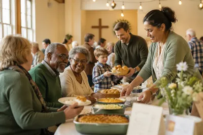 Community Church Dinner in Bright Hall