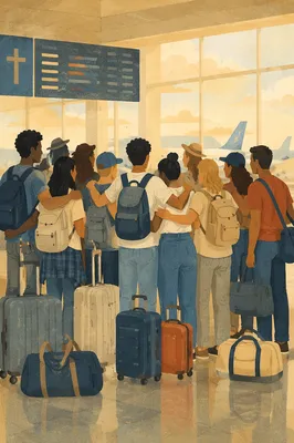 Mission Team Airport Departure Group Moment