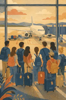 Mission Team Airport Departure in Warm Light