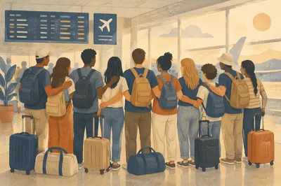 Mission Team Airport Departure Group Moment