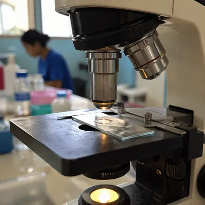 Mission Trip Clinic Microscope Close-Up