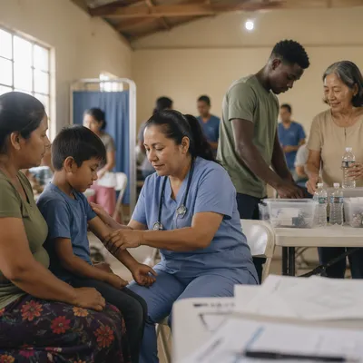 Volunteers Serving Families in Rural Medical Clinic
