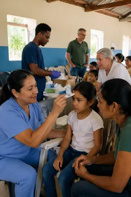 Volunteers Caring for Families in Rural Clinic